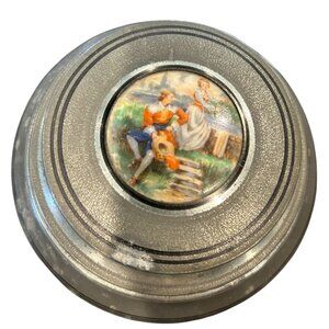Vintage Swiss Made Musical Jewelry Box Hand-Painted Lid Scene Working